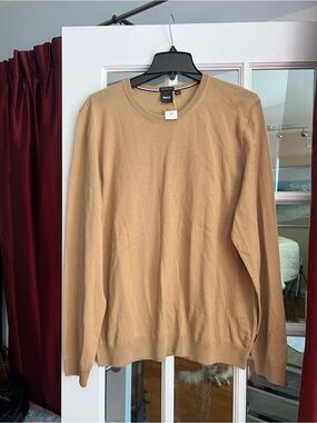 BOSS Men's Crewneck Sweater in Camel Tan